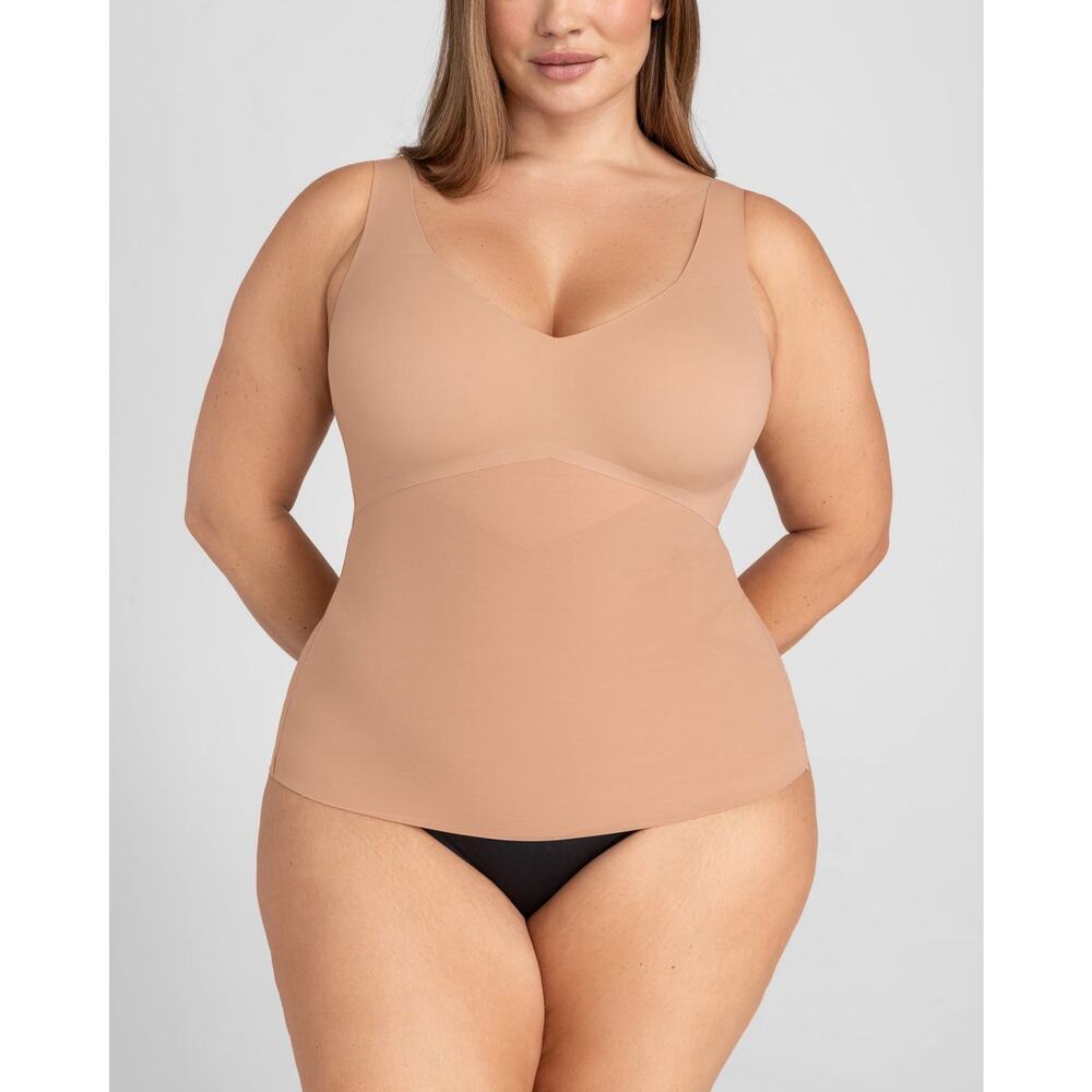 Honeylove Liftwear Tank Top Womens XL Tan Wide Strap Medium Support Shapewear